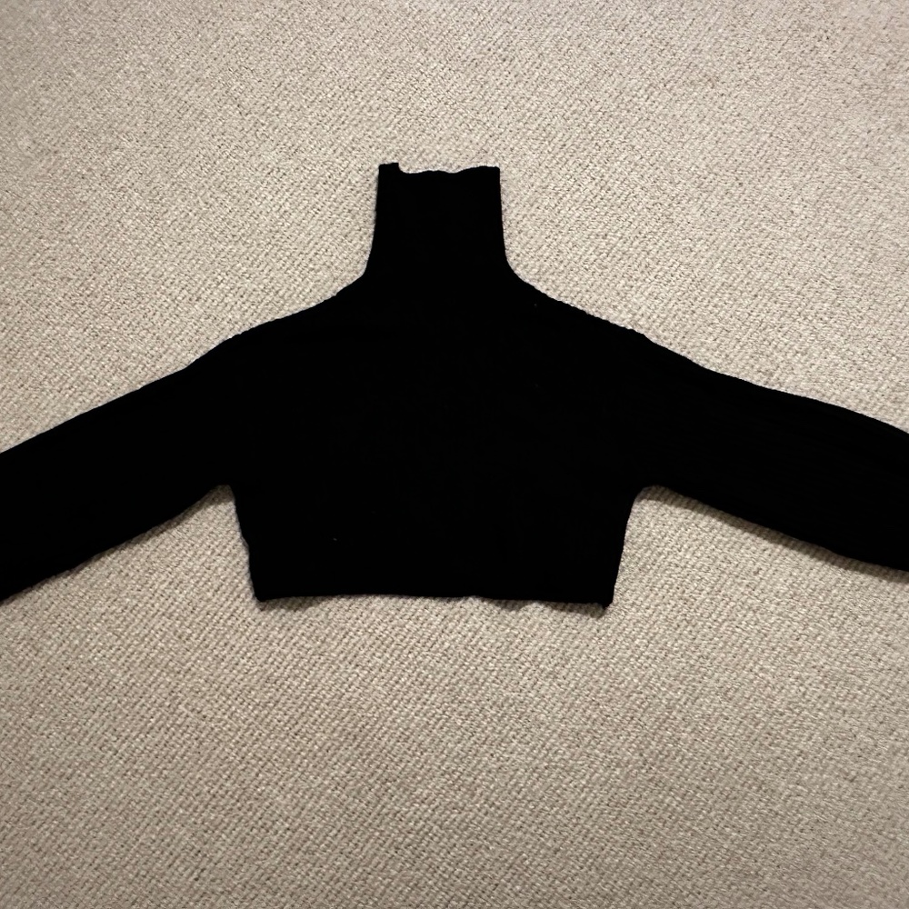 Shein black cropped turtleneck sweater